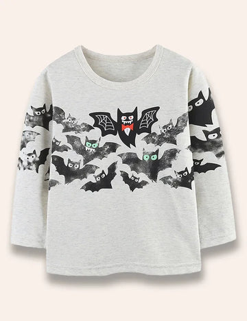 ハロウィン マルチバット プリント 長袖 Tシャツ